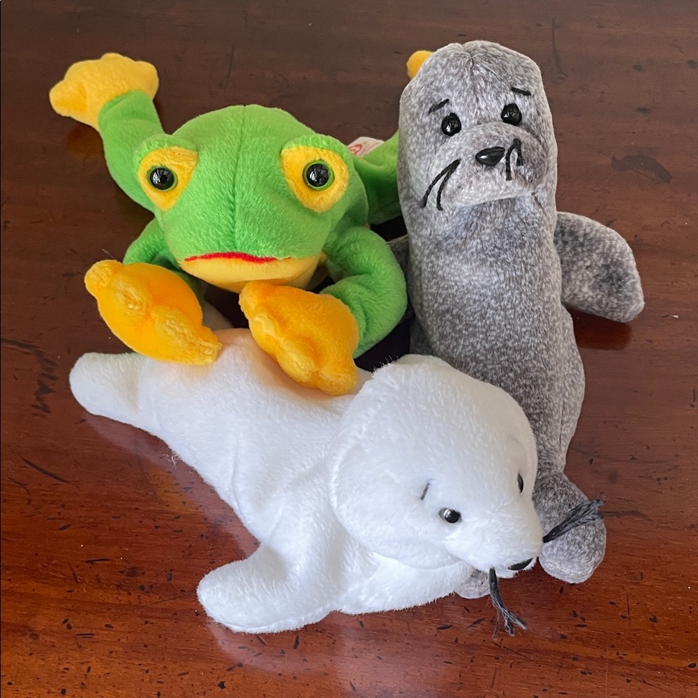 Beanie Babies- Aquatic Bundle with Seals and Frog